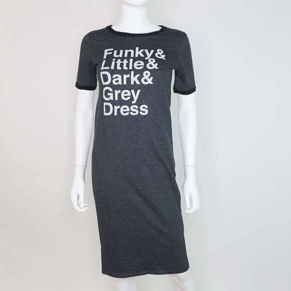 TRF by Zara Funky Little Dark Grey Dress Knee Length T-Shirt Women's Small - Picture 3 of 6